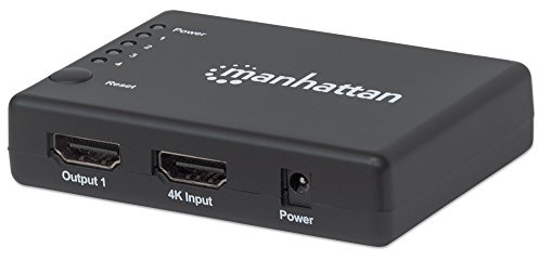 Manhattan 207706 4K kompakter 4-Port HDMI-Splitter 4K 30Hz Stromversorgung über Netzteil Schwarz