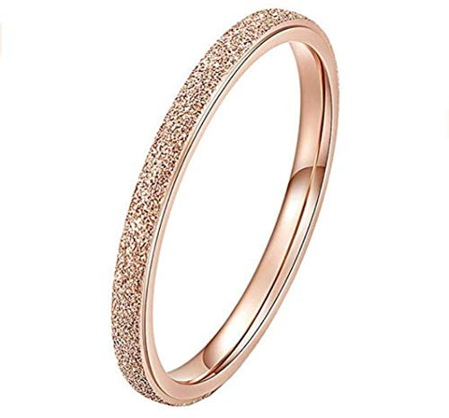 PAURO Bague Alliances pour Femme en Acier Inoxydable Plaqué Or Rose 2mm Taille 52