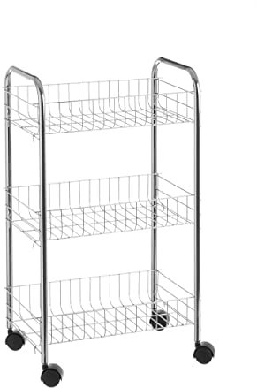 Carro verdulero de metal plateado moderno para cocina Basic - LOLAhome