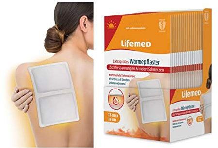 Lifemed Extragroßes Wärmepflaster-Display 19 cm x 13 cm weiß 20 Stück