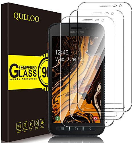 QULLOO per Samsung Galaxy Xcover 4S / 4 Vetro Temperato Pellicola Protettiva, [3 Pezzi] 9H Durezza Full Coverage Protezione Schermo in Vetro Temperato per Galaxy Xcover 4S / 4