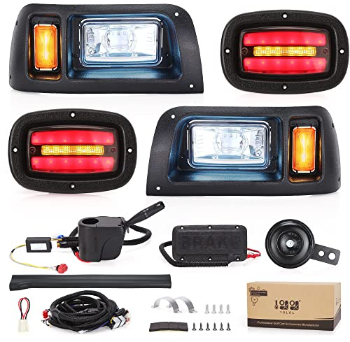 10L0L Golfwagenlicht-Set (12 V/36 V/48 V) für Club-Car DS mit Tagfahrlicht, Abblendlicht/Fernlicht mit Blinkern und Bremslichtern