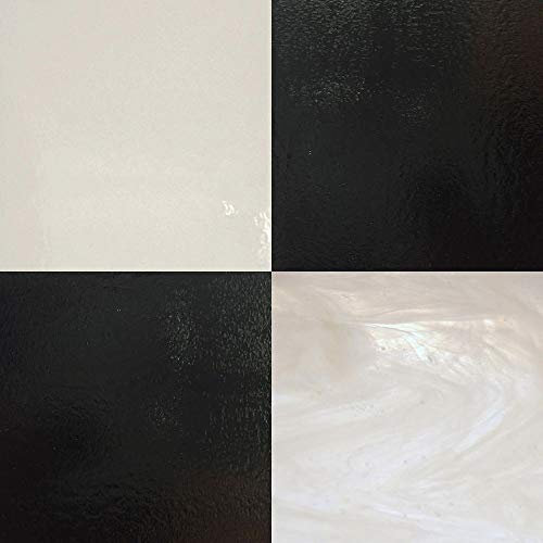 Buntglasplatten und Mosaikfliesen (20,3 x 15,2 cm) Schwarz / Weiß