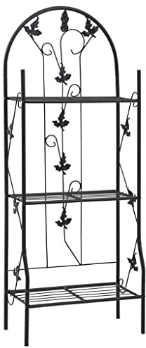 vidaXL Pflanzenregal 3-stufig Blumenregal Blumenständer Pflanzregal Pflanzentreppe Blumentreppe Pflanzenständer Schwarz 52x28x128cm Eisen