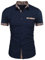 Misfuso Chemise Homme à Carreaux Manche Courte avec Poche Poitrine,Chemise décontractée sans Repassage Bleu M