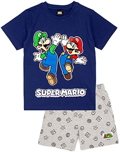 Super Mario Nintendo Pyjamas Jungen Kinder Luigi Blau oder Rot Kurze PJs