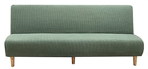 KYJSW Tartan Sofabezug, Elastischer Sofabezug Ohne Armlehne, Armless Schlafsofa-Bezüge, Armloser Sofaüberwurf, Armlose Sofabettüberzug (Grün,L: 195-210 cm)
