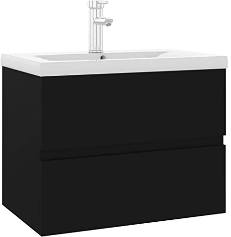 vidaXL Mobile con Lavabo Integrato Nero in Legno Multistrato