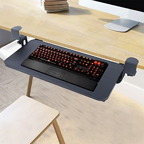 kangten Bandeja extraíble para teclado y escritorio, color negro