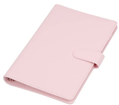 Leder A5 Ringbuch,Ringbuch Planer Notebook Leder Notizbuch Nachfüllbares Notebook Planer Organizer mit Magnetisch Schnalle Schließung für A5 Füllpapier (Innenpapier nicht enthalten) Rosa