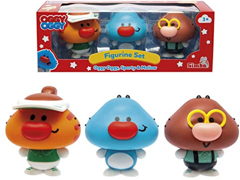 Simba 109356133 - OggyOggy Figurenset, mit Oggy, Sporty und Mallow, 7cm Spielfiguren, Kinderserie, Baby Katze, Kätzchen, ab 3 Jahren