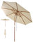 GOPLUS Parasol de Jardin Exterieur 3M, Parasol Inclinable en Bois avec 8 Baleines en Bambou, Levage par Poulie, Protection Solaire, Parasol à Corde pour Piscine, Cour, Base Non Incluse