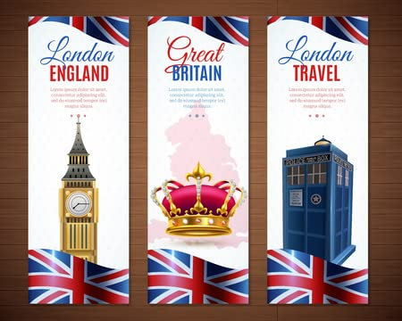 adrium AluVerbund-Bild 130 x 100 cm: Set von England London Travel vertikale Banner mit Big Ben Image Vector Illustration (101862340)