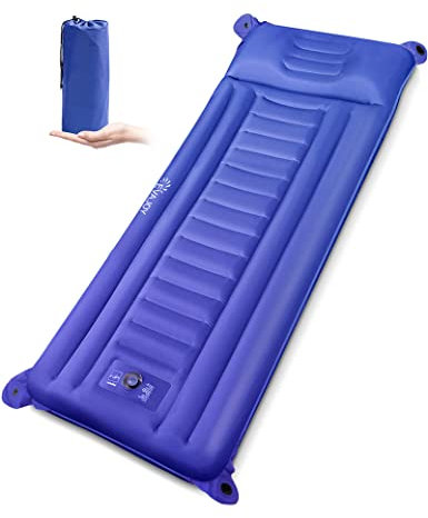 Evajoy Isomatte Camping Handdruck aufblasbares Luftkissen Kleine, schnell Manuelles Aufblasen, integrierte Luftpumpe und Tragetasche, geeignet für Outdoor Wandern Trekking Strand Reise