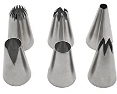 Zenker 44894 Lots de 6 douilles à pâtisserie en acier inoxydable, Grand format, décoration gâteaux et cupcakes, pour poche à douilles, Acier inoxydable, Diamètre 3 cm, Hauteur 4,7 cm