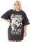 Blondie Womens T-Shirt Dress | Charcoal Grey with Classic Band Logo Oversized Graphic Tee for Ladies | Direct from New York Tour Outfit | Pop Rock Concert Gig Top | Festival Merchandise Gift