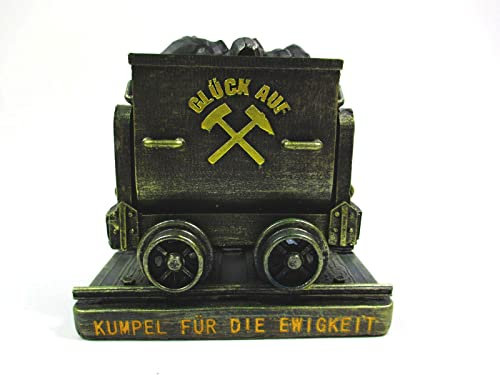 Ruhrpott Lore Modell Glück auf Bergbau Kumpel 10 cm Poly Kohle Wagen