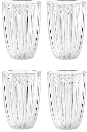 Guzzini Set 4 Bicchieri da Bibita Acqua Bevanda Dolcevita 12390042 Trasparente Bianco Madreperla Plastica Biologica 470cc
