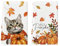 Artoid Mode Lot de 2 torchons de cuisine d'automne Motif gros chat Feuilles d'érable Bonjour Citrouilles 42 x 65 cm Décoration de chute d'automne