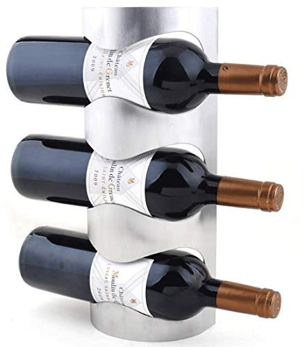 Flaschenregal zur Wandmontage, Weinregal aus Edelstahl, Weinflaschenhalter für die Dekoration zu Hause und in der Küche, für bis zu 3 Flaschen