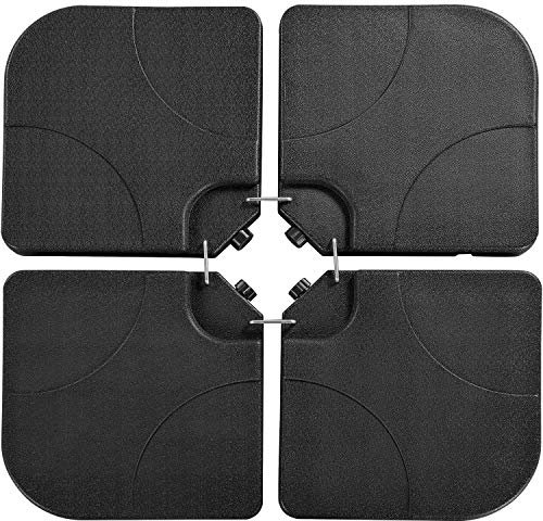 Abician Lot de 4 Dalles de Parasol Carrées Pied de Parasol Dalles de Parasol Support de Parasol Lestage Base de Parasol Déporté avec Poignée 50 cm × 50 cm × 7,5 cm Noir