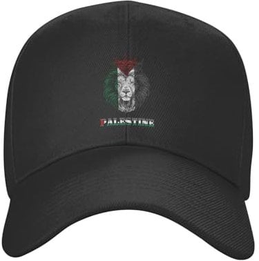 KWQDOZF Baseballkappe mit Löwe-Palästina-Flagge für Männer und Frauen verstellbar Klassische Papa-Mütze Trucker-Kappe für Laufen Outdoor-Aktivitäten