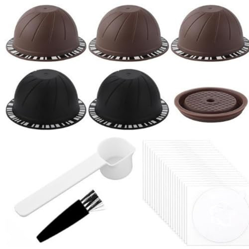 AENZA Cápsulas de café Reutilizables de Silicona, 5 cápsulas Reutilizables para Nespresso Vertuo, Carcasa de cápsula de café,150 ml x 2 + 230 ml x 2 + Tapas x 2