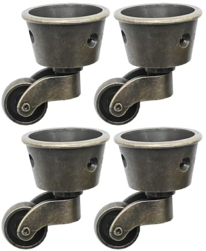 Anxingo Möbelrollen aus antiker Zinklegierung, universelle Metall-Rollen, für Stuhl, Schrank, Terrasse, Tisch, Sofas, 3,5 cm Außendurchmesser, Vintage, Grün, Bronze, 4 Stück