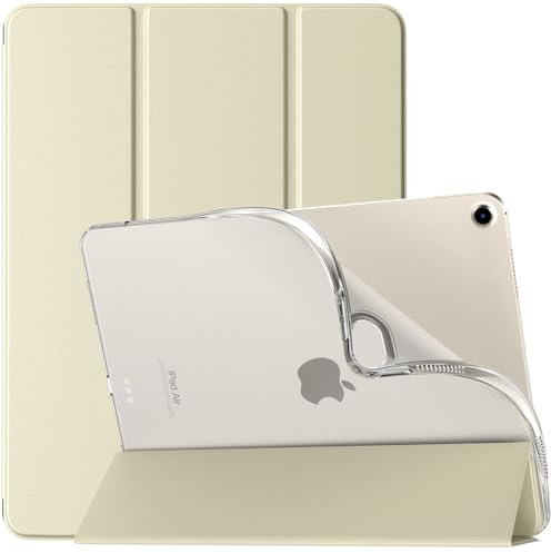 TiMOVO Coque Compatible avec Nouvel iPad Air 13 Pouces (M3/M2-2025/2024), Étui Arrière Translucide avec Support à Trois Volets & Fonction Réveil/Veille Automatique pour iPad Air 13, Or Champagne