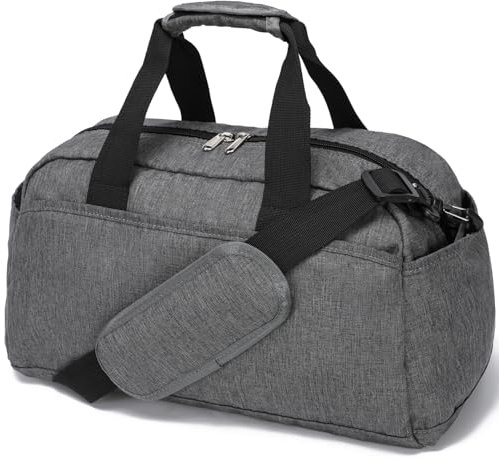Kleine Sporttasche für Damen und Herren, Mini-Reisetasche für Reisen, Sport, leichte Handgepäcktasche, 35,6 cm, GRAU, 14in x 8in x 8in, Kleine Tasche