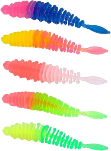 Set di 30 esche in gomma per trota esche morbide da 5,5 cm Worm pesca portatile artificiale esca da pesce per pesca alla trota pesca esche set in gomma con scatola