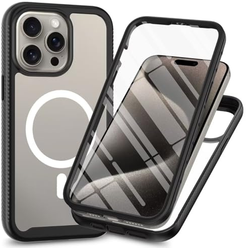 Bnvdfre 2 in 1 Magnetisch Hülle für iPhone XR Handyhülle mit eingebautem Displayschutz [Kompatibel mit Magsafe], [Vergilbt Nicht] Stoßfest rutschfest Schutzhülle 360 Grad vollschutz - Schwarz