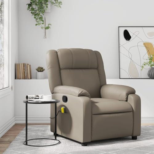 Homgoday Massagesessel Fernsehsessel Relaxsessel Ruhesessel Liegesessel TV Sessel Polstersessel mit Manuelle Liegefunktion, Verstellbare Rückenlehne, für Wohnzimmer Cappuccino-Braun Kunstleder