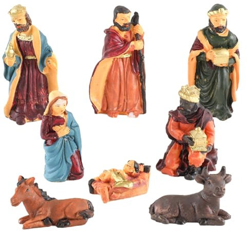 Krippenfiguren, 8 Teile/satz, Harz-Krippenset mit Jesuskind und Tieren, realistische Krippenszene, Weihnachtsdekorationen, Weihnachtskrippensets für Heimdekoration, Weihnachtsdekorationen, Weihnachtsf
