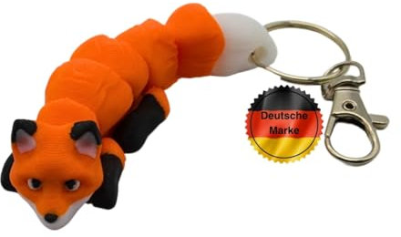 Keyspace Fuchs Schlüsselanhänger - 3D gedruckter Fuchs Anhänger - Schlüsselanhänger Schulkind - besondere Glücksbringer Schulanfang Geschenke - Geschenk Fuchs Kinder - süßer Anhänger