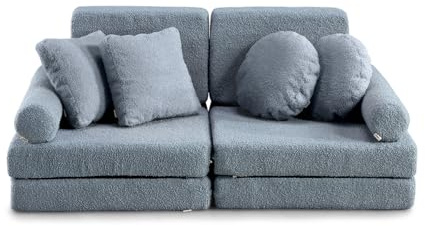 Gutekissen® Kindersofa Ausklappbar - Montessori Spiel- und Ruhesofa für das Kinderzimmer - Multifunktionales Sofa für Kinder (Blau)