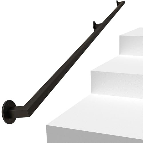Handlauf für Treppen im Innen- und Außenbereich, Treppengeländer aus geschmiedetem Eisenrohr aus Metall, Rutschfester Haltegriff, 30 cm bis 600 cm Sicherheitshandläufe mit Beschlägen(30cm)