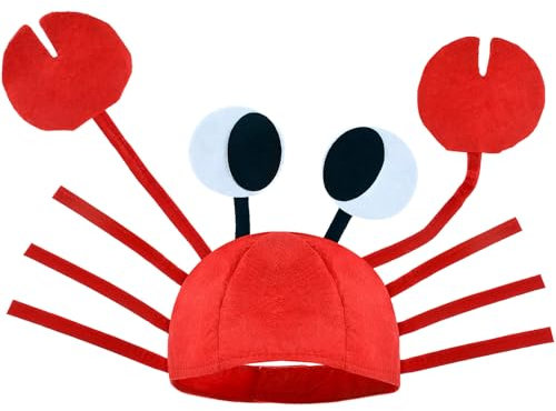 Krabben Hut Krabben Mütze, Verstellbar Lustiger Hut Meerestier Hüte, Mütze Karneval Partyhut Lustige Hüte für Kinder Erwachsene, Krabbenhut für Karneval Halloween Ostern Cosplay Kostüm Zubehör