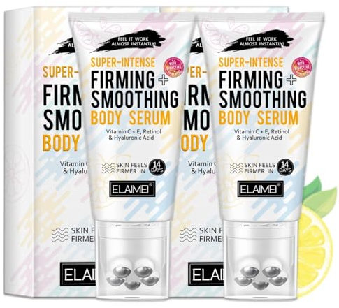 P-Beauty - Fettverbrennungs Creme Set 2x120g, Körperserum mit Vitamin C, E, Retinol, Hyaluronsäure & Koffein inkl Massage-Applikator - Anti Cellulite Körpercreme, Feuchtigkeitsspendend & Hautstraffung