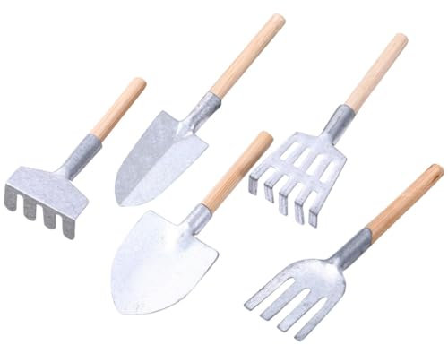 Happyyami 5 Pièces Mini Pelle De Jardinage Râteau Miniature Pelle Miniature Outils De Jardinage Miniatures De Pelle pour Enfants Jouets D'outils De Jardin Mini-Jouets Le Fer