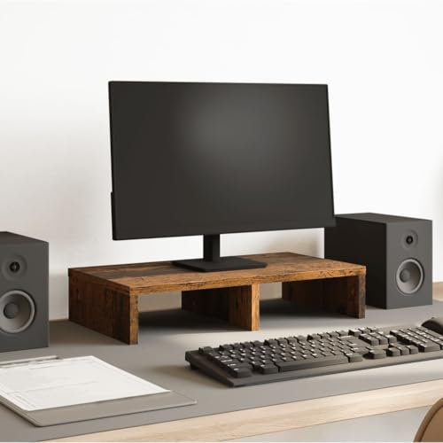 DYRJDJWIDHW Repose Tablette,pc Bureau,surelever ecran Ordinateur,Support de Moniteur Vieux Bois 50x27x10 cm Bois d'ingénierieConvient aux moniteurs de Bureau et aux Ordinateurs Portables