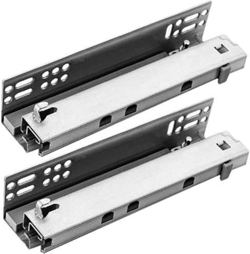 YCCYHQ 1 Par de Guias para Cajones de Cocina con Cierre Suave y Extensión Completa, Montaje Inferior Oculto, Capacidad de 50 KG, Interruptor de Rebote(40CM/16IN)