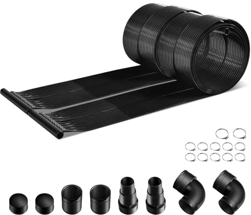 SOARS Riscaldatore Solare, Set di 2 Pannelli Solari per Piscina Fuori Terra, Materiale PE di qualità, Set di Accessori Completi, per Piscina Fino a 12000L di Acqua, Nero (3 x 0,75 m) | Materiale PE di qualità, set di accessori completi, per piscina fino a 12000L di acqua, nero