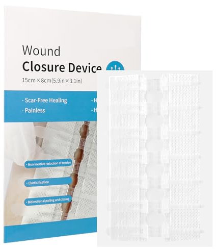 Bandes de suture pour plaie - 8 x 15 cm - Bandes de fermeture auto-adhésives pour le camping et l'extérieur