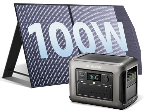 ALLPOWERS R1500 LITE Portable Power Station (2025 New) + 100W Solar Panel, 1056Wh LiFePO4 Battery, 1600W AC/100W USB-C Output Portable Power, Fast Charge Solar Generator for Outdoor Camping