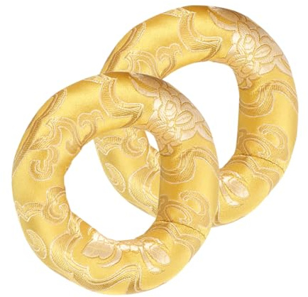 SOIMISS Coussin Bol Chantant Tibétain 2 Pièces en Coton Jaune Rond | Support Doux et Base Stable, Entretien Facile, Format Polyvalent pour Contemplation et Thérapie Sonore Couleur Aléatoire