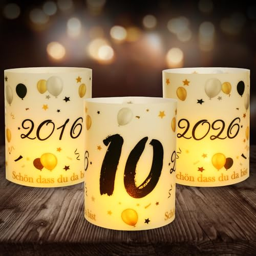 Seutgjie 12 Windlicht Tischdeko 10. Geburtstag Jubiläum Deko 2016-2026