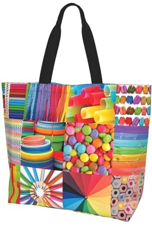 BLWSLC colorful jigsaw puzzles Printed Large Capacity Travel Handbag Women's Everyday Outing Shoulder Tote Bag Suitable for Travel and Gym