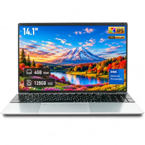 LPNAWZ 14.1 Laptop, Celeron N3450 4GB RAM 128GB SSD, FHD IPS Student Laptop with Wi-Fi 5, Mini-HDMI, Bluetooth 4.0, Numeric Keypad – Ideal for Home, Study & Work