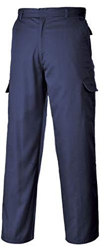 Portwest C701 Hose Polyester-Baumwolle Verstärkte Nähte 2 Cargo-Taschen BAU | Marine, UPF 40+, Strapazierfähiges Polycotton-Gewebe, Mischgewebe, Polybaumwolle, 2 Aufgesetzte Gesäßtaschen, Langgröße, Bau